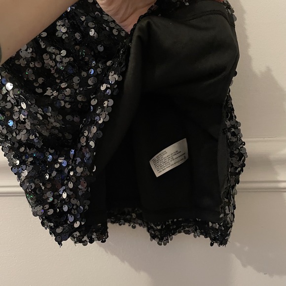 NEW Wild Fable Sequin Lace Up Back Bodycon Mini Dress Black Size M Club Cocktail - Picture 7 of 10